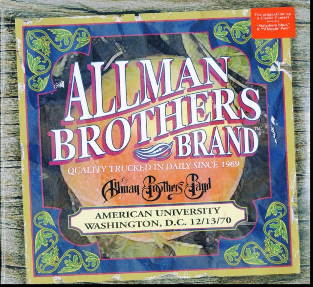 Allman Brothers Band American University 12-13-70 (2Lp) Vinyl Record LP