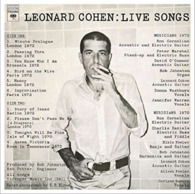 Cohen, Leonard 'Live Songs (150G)' Vinyl Record LP